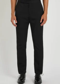Satin and wool slim-leg trousers