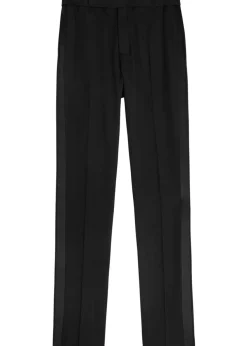 Satin and wool slim-leg trousers