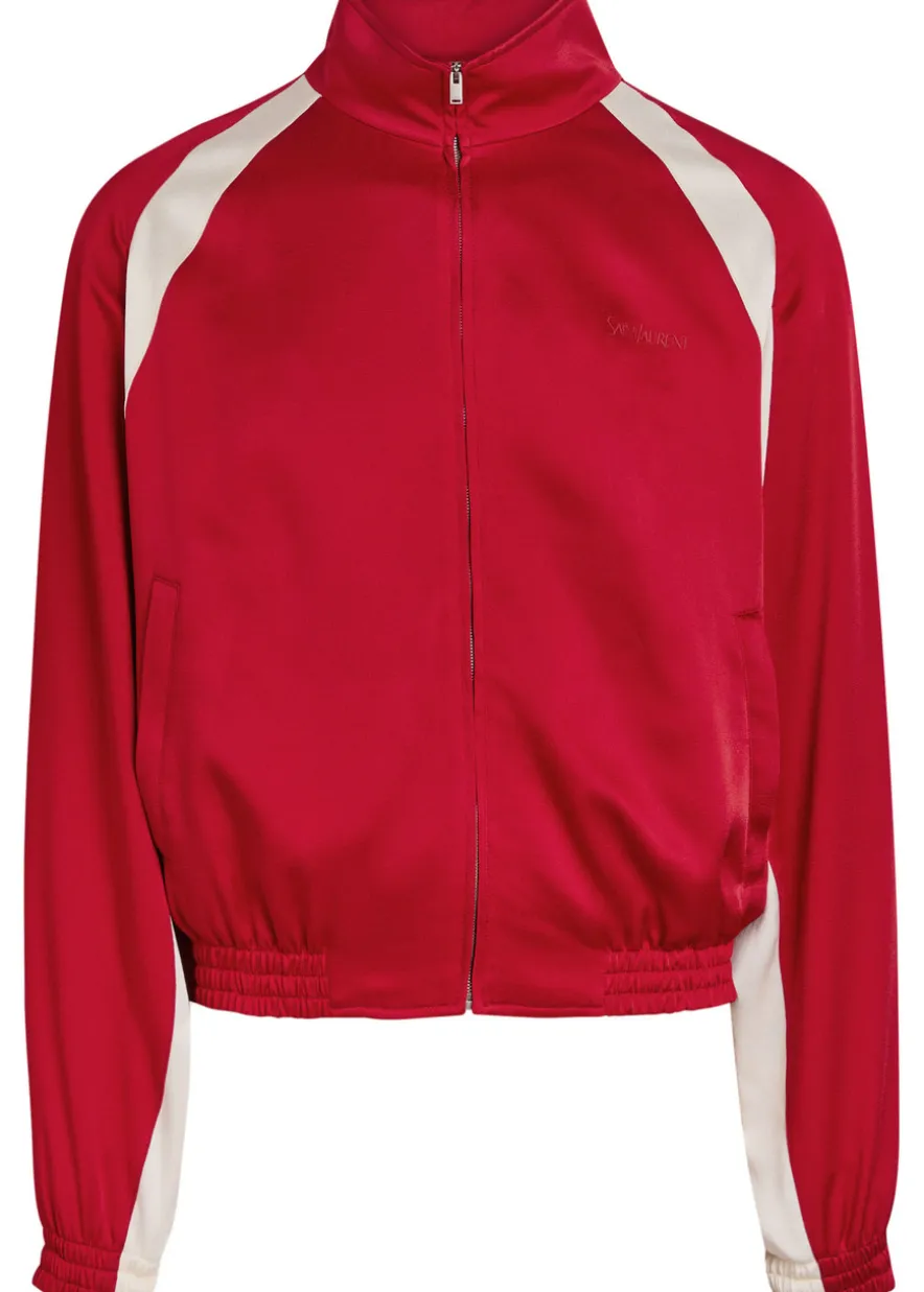 Satin-crepe track jacket
