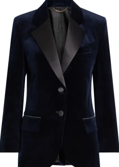 Satin-trim velvet blazer