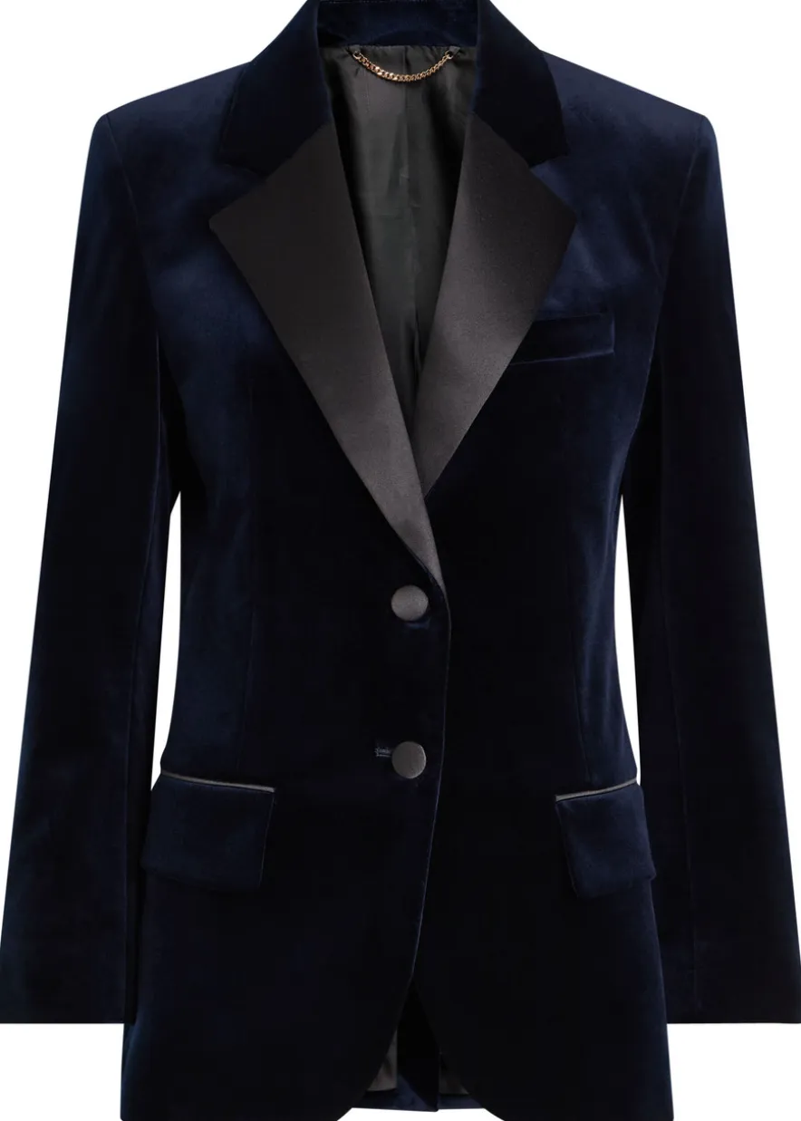 Satin-trim velvet blazer