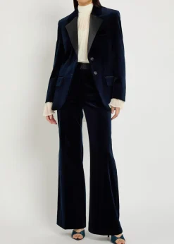 Satin-trim velvet blazer