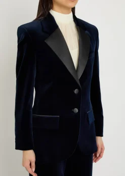 Satin-trim velvet blazer