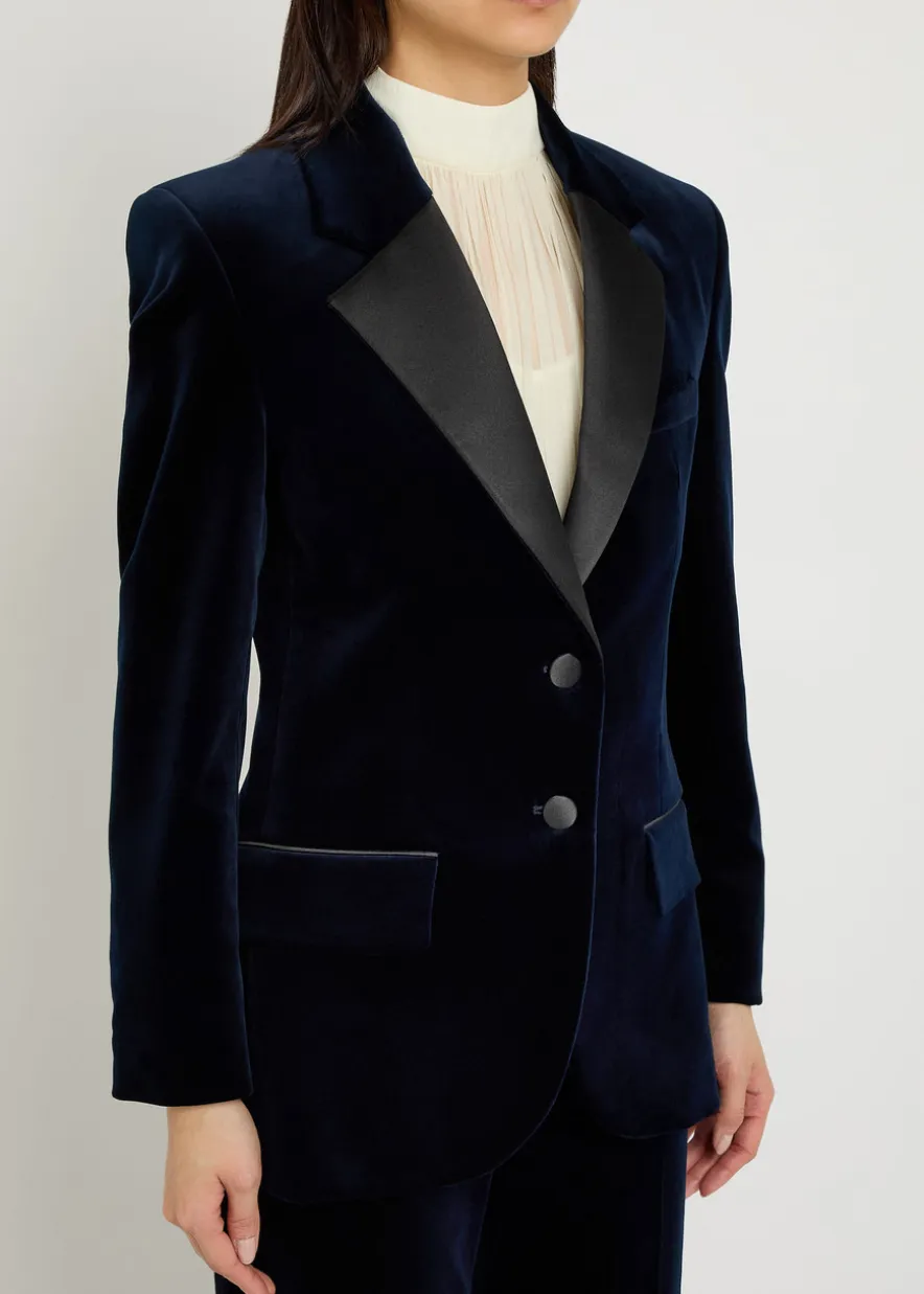Satin-trim velvet blazer