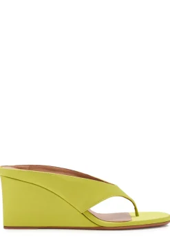75 satin wedge mules