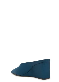 75 satin wedge mules