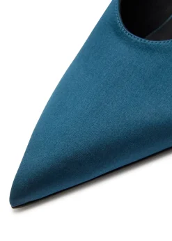 75 satin wedge mules