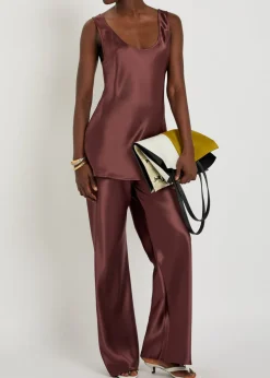 Savanna scoop-neck satin tank top
