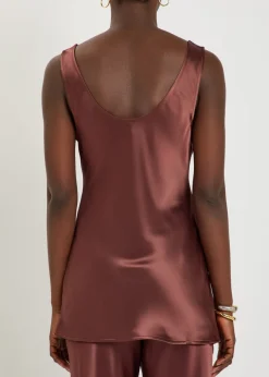 Savanna scoop-neck satin tank top