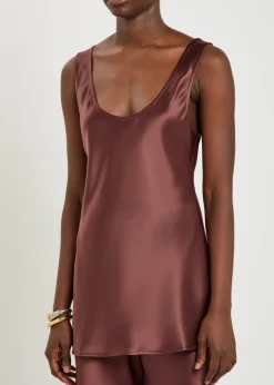 Savanna scoop-neck satin tank top