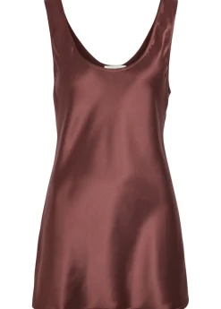 Savanna scoop-neck satin tank top