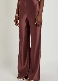 Savanna straight-leg satin trousers