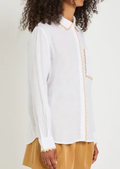 Saya embroidered linen-blend shirt