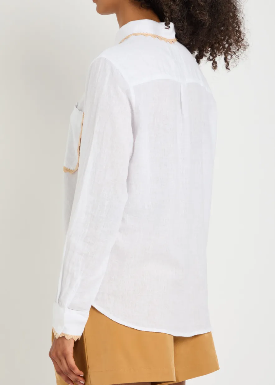 Saya embroidered linen-blend shirt