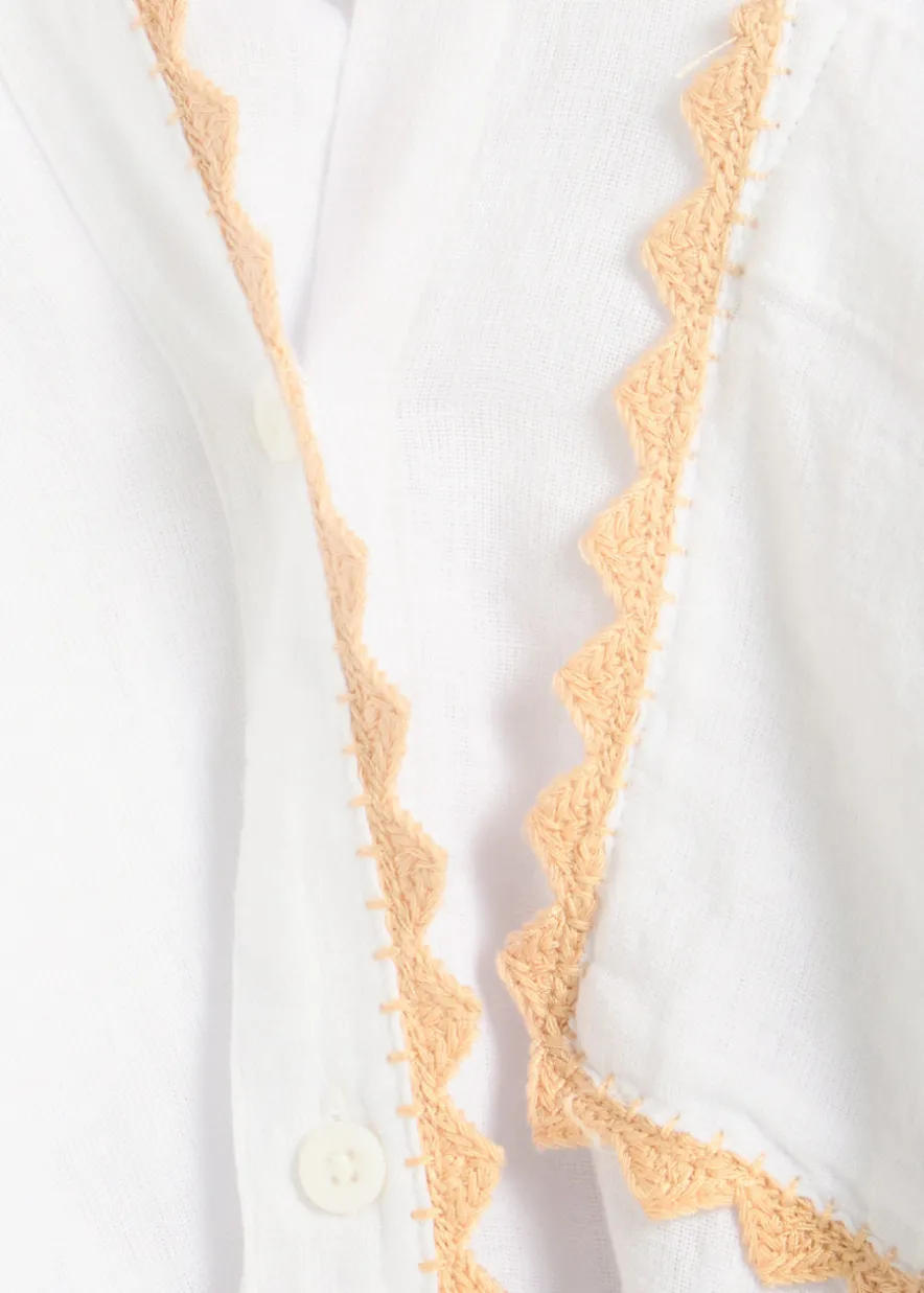 Saya embroidered linen-blend shirt