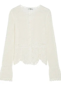 Scalloped crochet cotton cardigan
