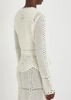Scalloped crochet cotton cardigan