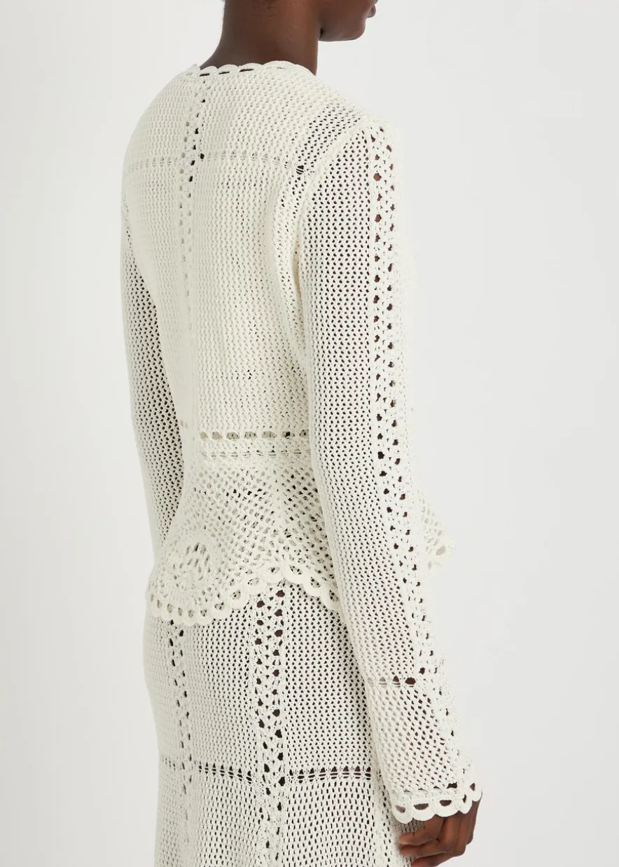 Scalloped crochet cotton cardigan