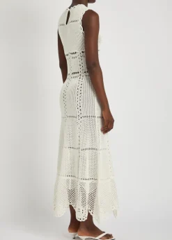 Scalloped crochet cotton maxi dress