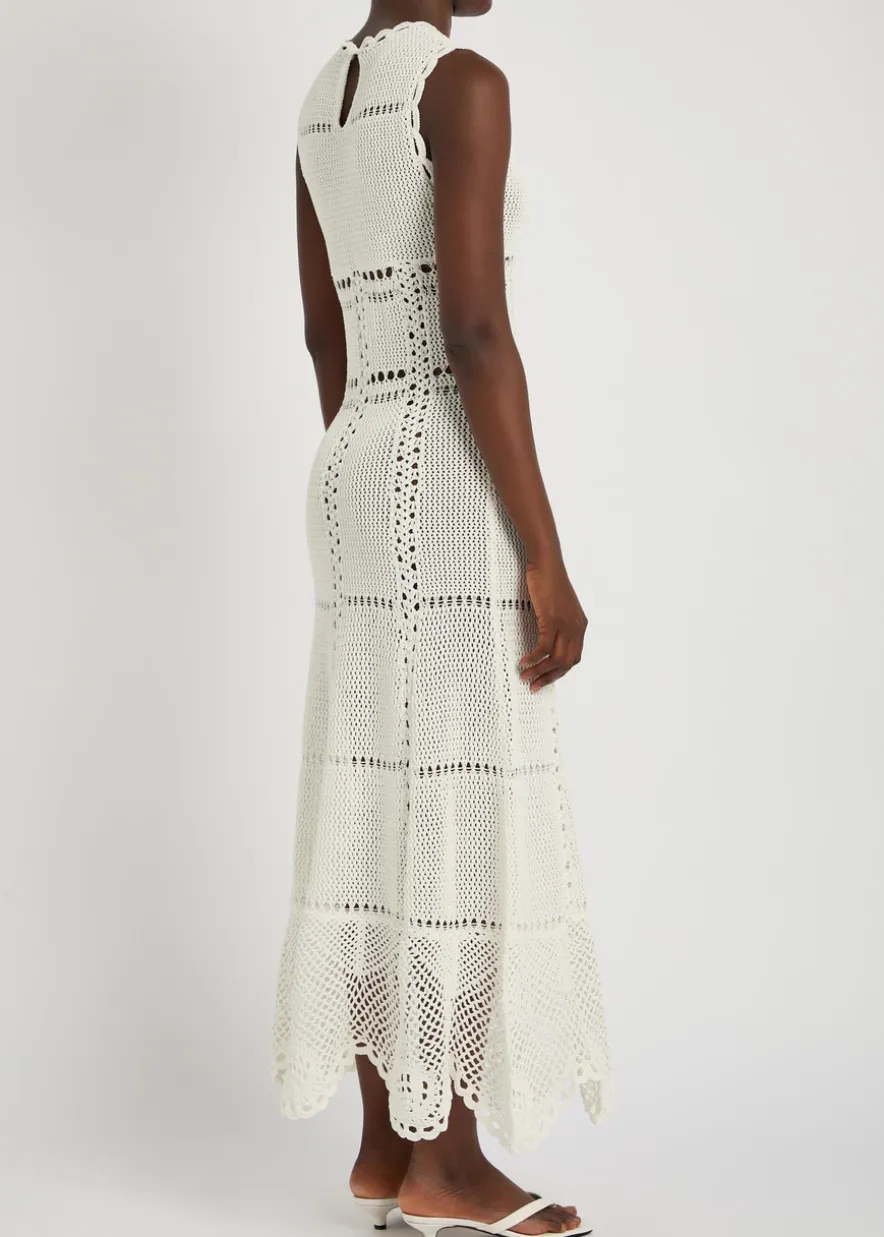 Scalloped crochet cotton maxi dress