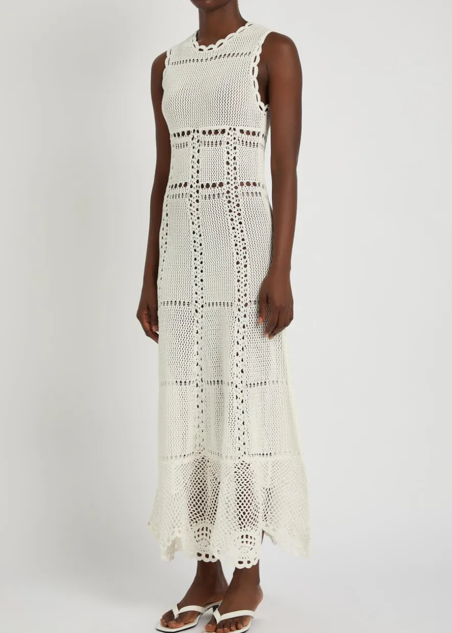 Scalloped crochet cotton maxi dress