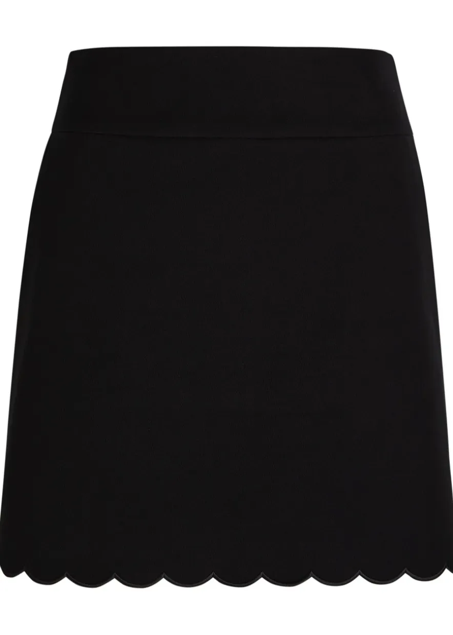 Scalloped stretch-cotton mini skirt