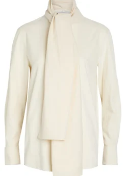 Scarf-effect chambray blouse