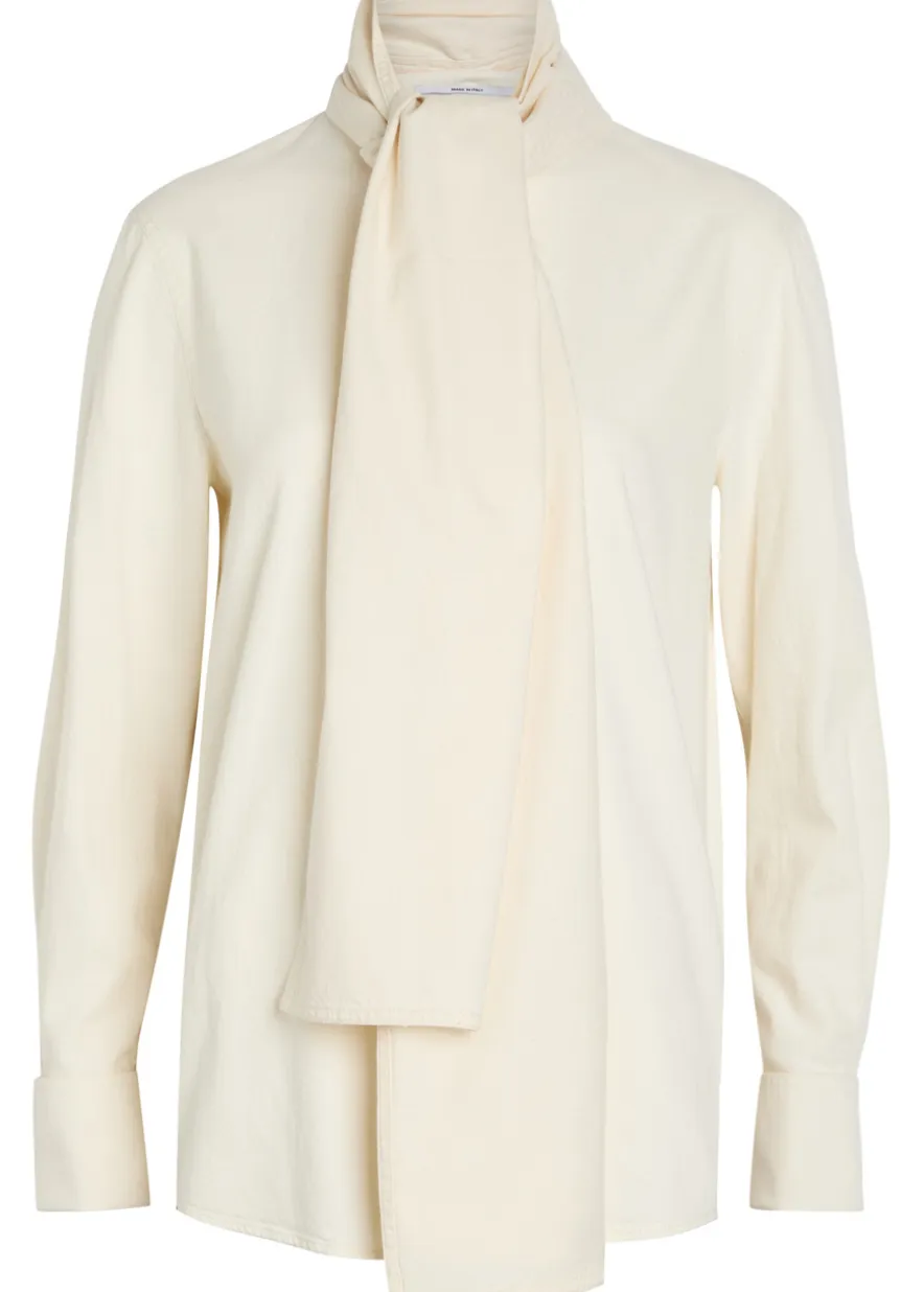 Scarf-effect chambray blouse