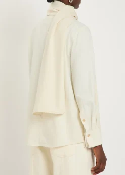 Scarf-effect chambray blouse