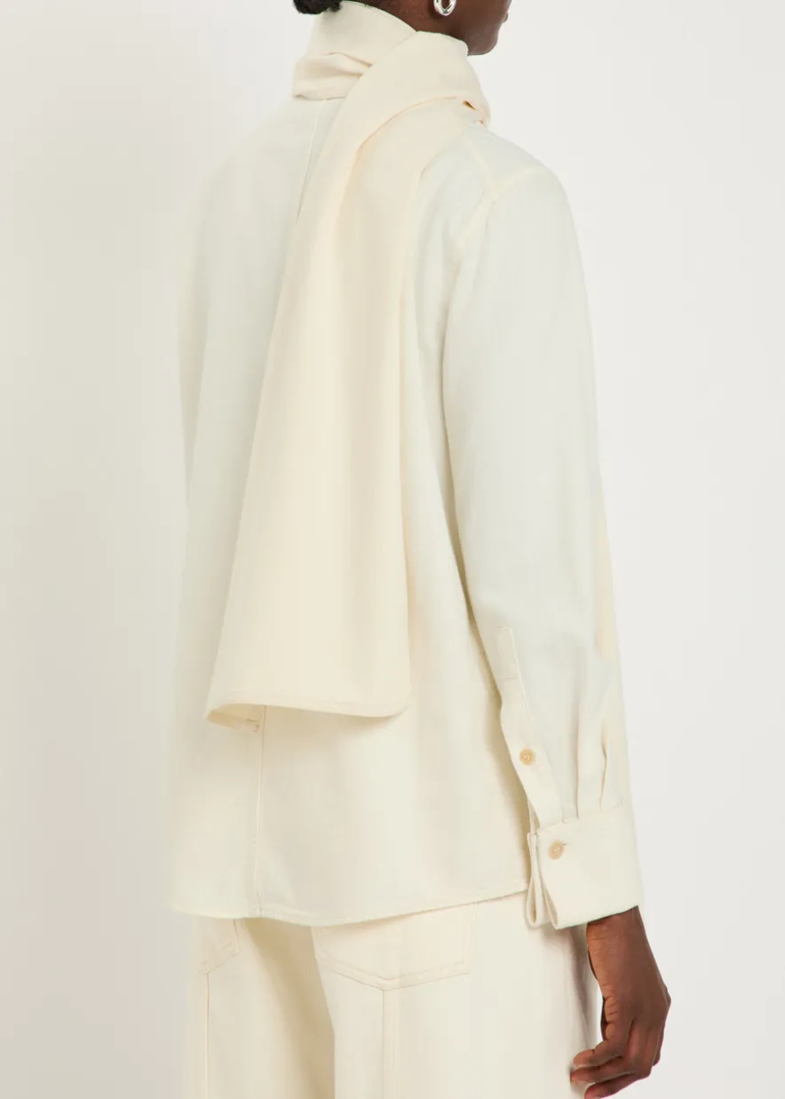 Scarf-effect chambray blouse