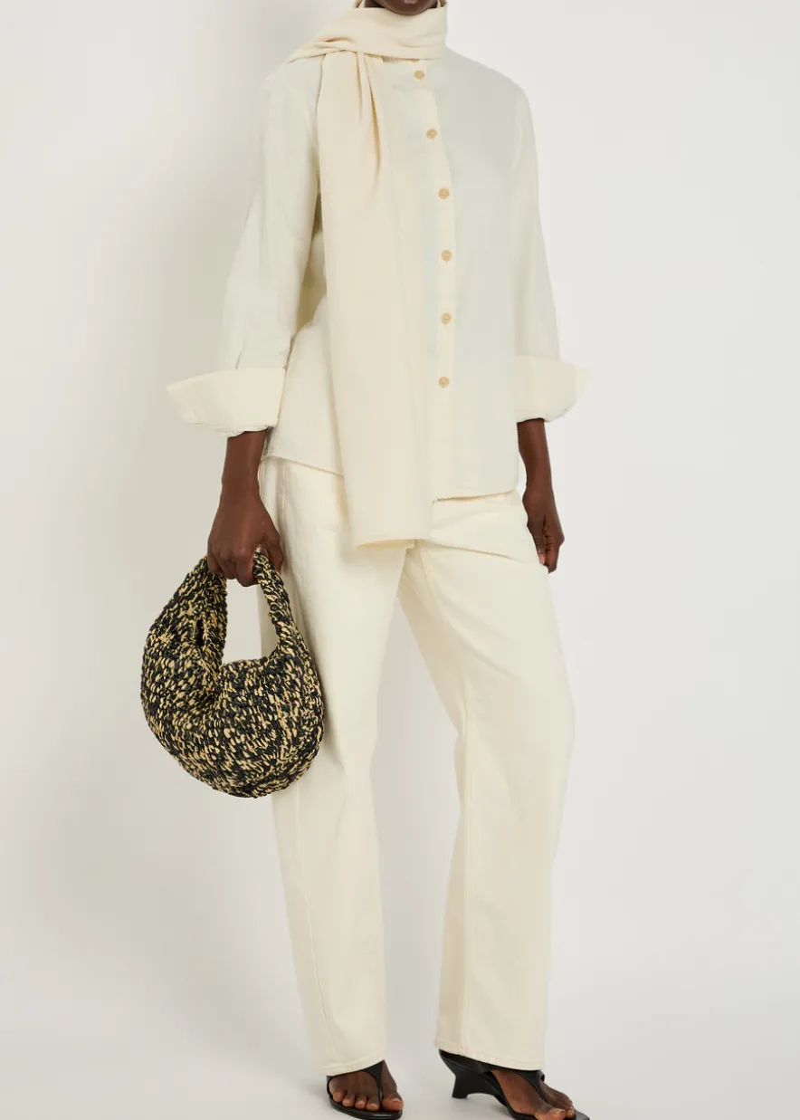 Scarf-effect chambray blouse