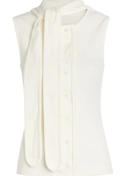 Scarf-effect cotton-blend top