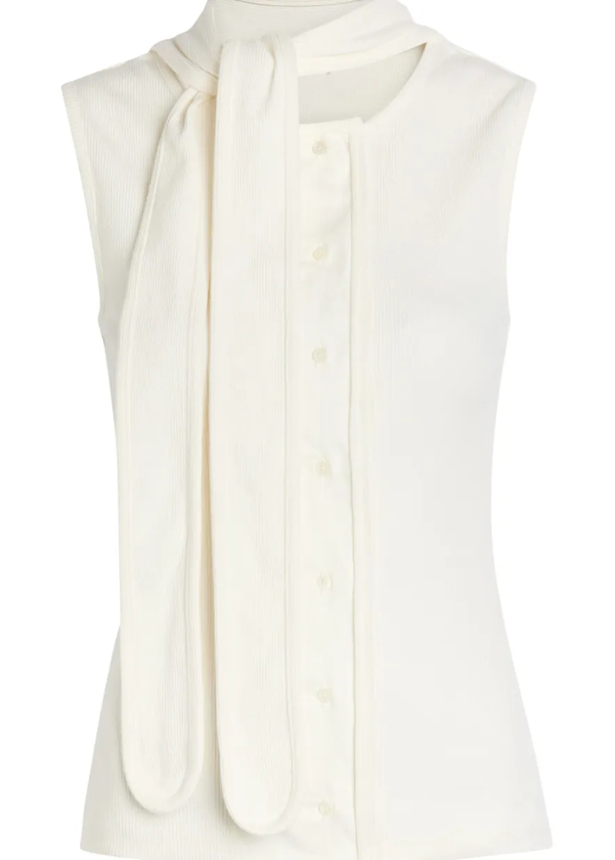 Scarf-effect cotton-blend top