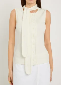 Scarf-effect cotton-blend top