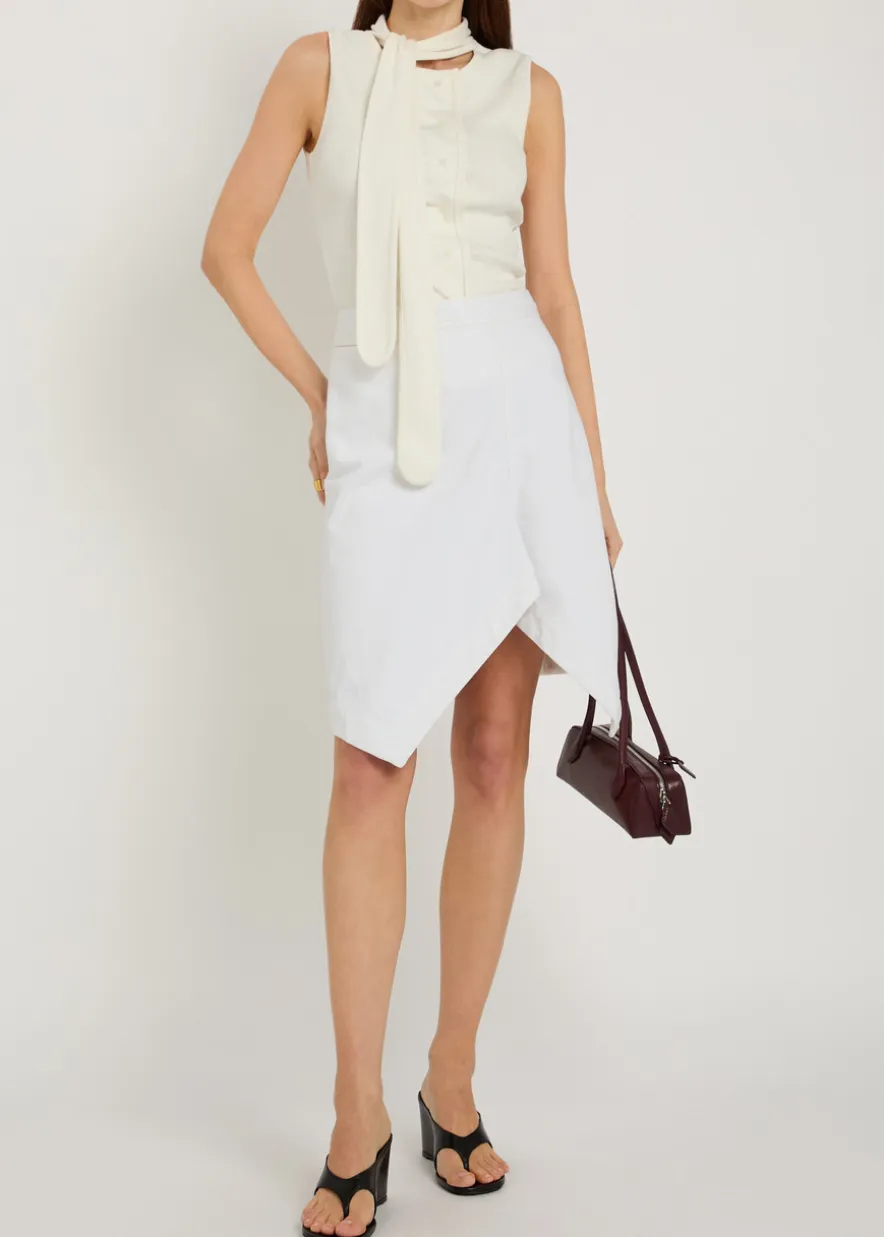 Scarf-effect cotton-blend top