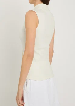 Scarf-effect cotton-blend top