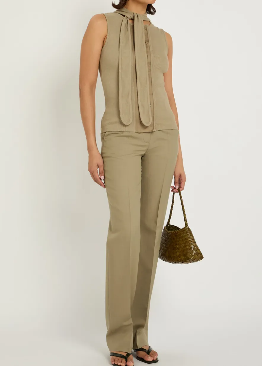 Scarf-effect cotton-blend top