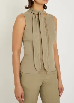 Scarf-effect cotton-blend top