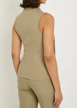 Scarf-effect cotton-blend top