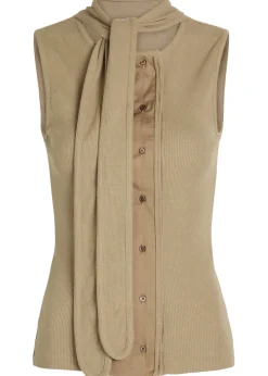 Scarf-effect cotton-blend top