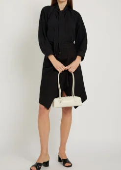 Scarf-effect cotton blouse
