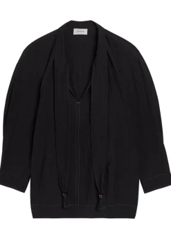 Scarf-effect cotton blouse