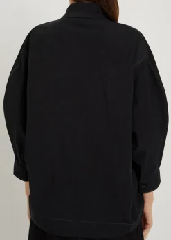 Scarf-effect cotton blouse