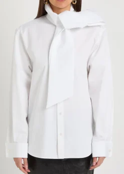 Scarf-effect cotton-poplin shirt