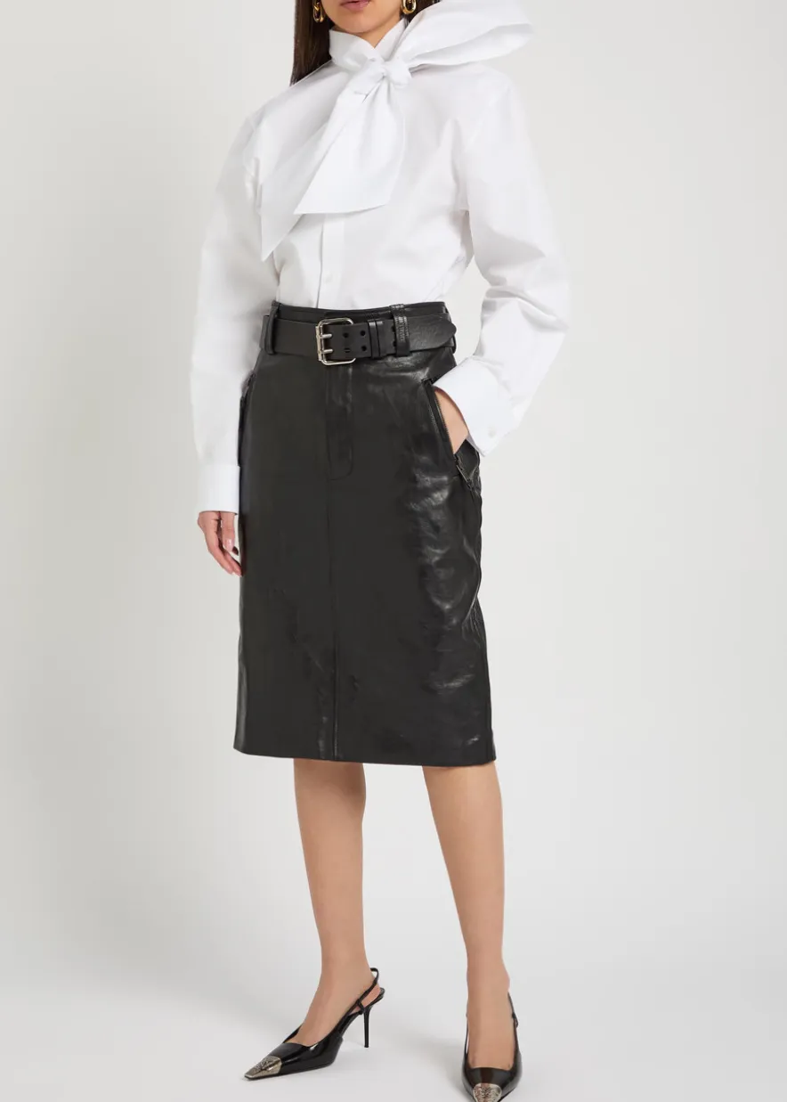 Scarf-effect cotton-poplin shirt