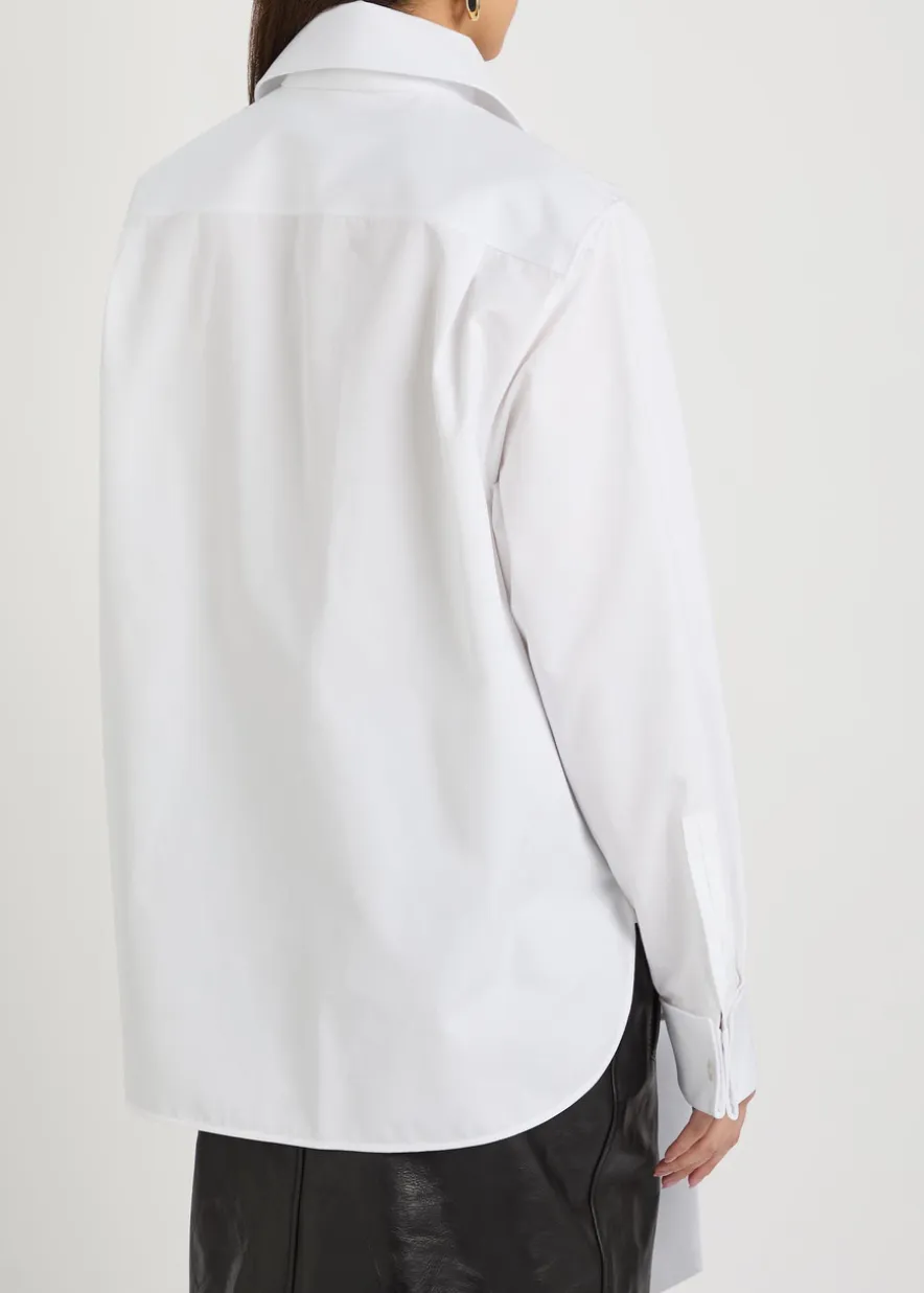 Scarf-effect cotton-poplin shirt