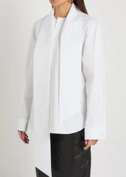 Scarf-effect cotton-poplin shirt