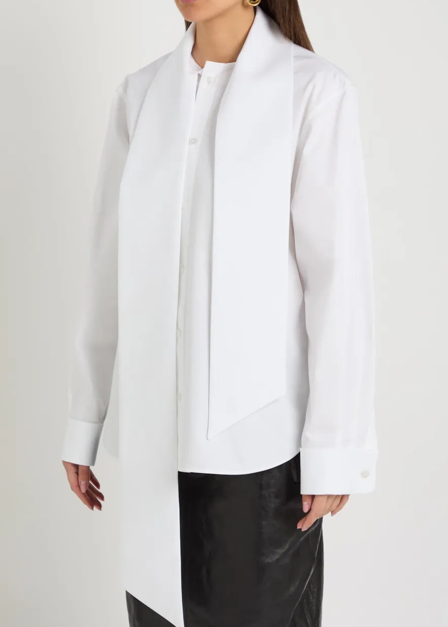 Scarf-effect cotton-poplin shirt