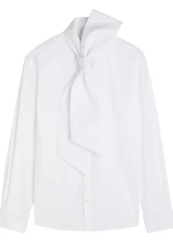 Scarf-effect cotton-poplin shirt