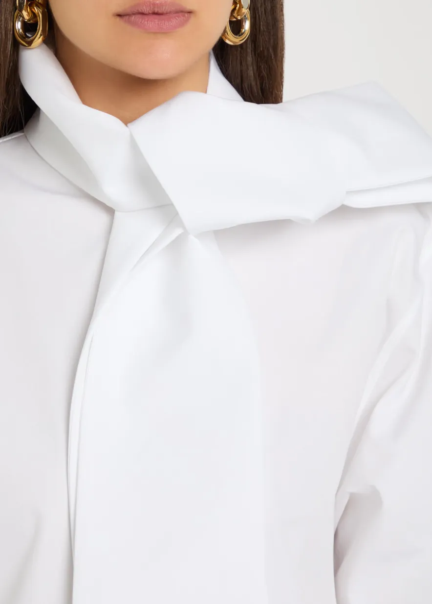 Scarf-effect cotton-poplin shirt